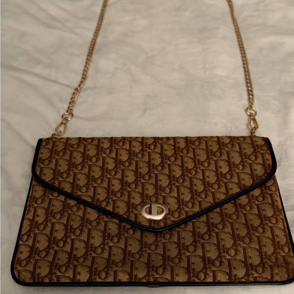 Dior Brown and Gold Crossbody Bag authentic paper work in hand